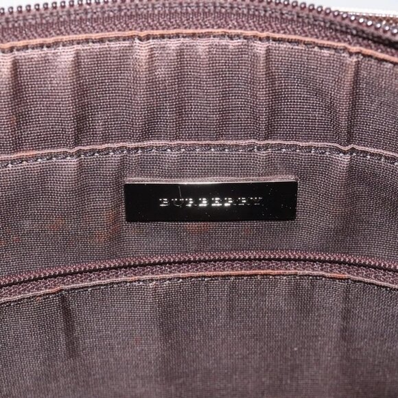 BURBERRY Nova Check Shoulder Bag Canvas Leather Beige Silver Auth - Picture 12 of 16